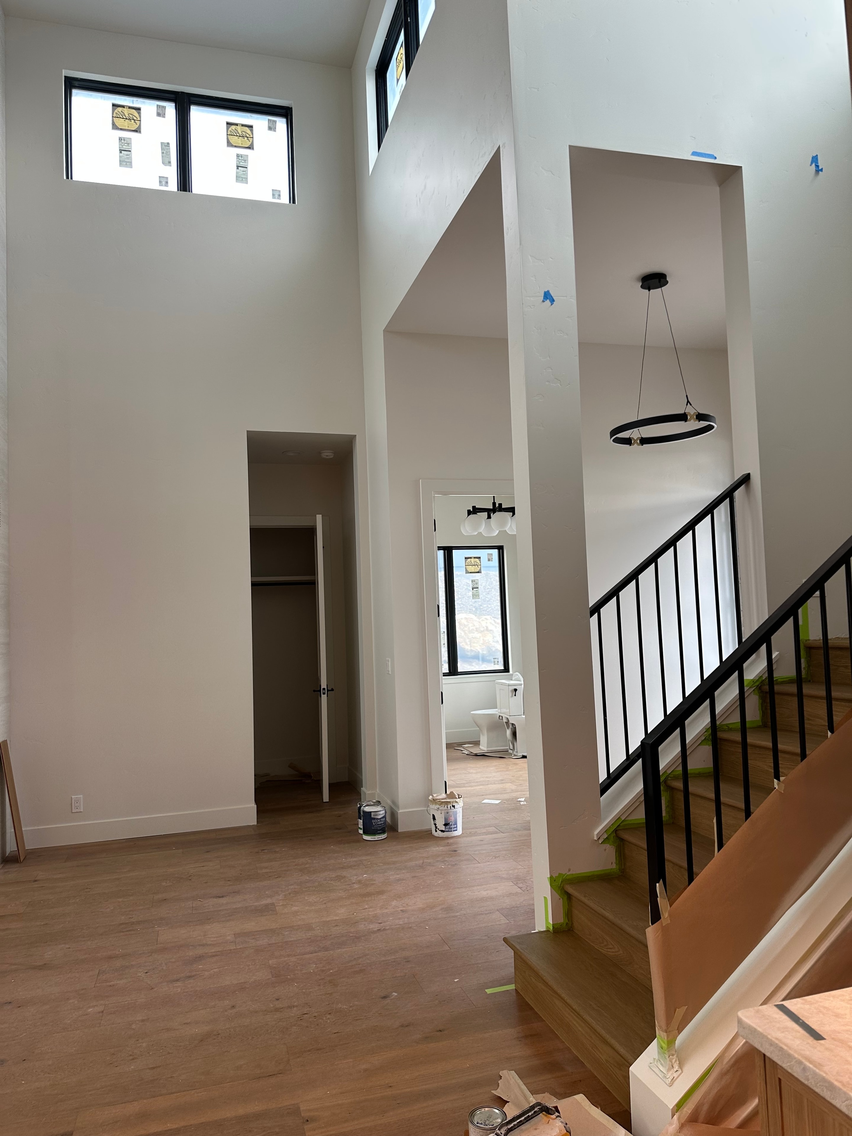 Great room interior before final painting — construction phase